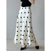 Acetate polka dot skirt Thirteen Lines clothing 2024 summer drape high waist satin line fishtail long skirt