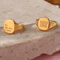 New INS Style English Letter Titanium Steel Electroplated Gold Color Ring Women’s Jewelry
