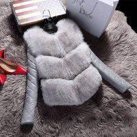 Clothing fashion rabbit hair removal long sleeve vest padded coat large slimming