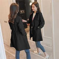 Windbreaker mid length style Korean version 2024 waistband casual temperament wearing thin outerwear