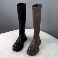 2024 Autumn Winter Korean Slimming Height Increasing British Style Thick Sole Long Boots