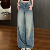 Voghion Women's Sparkling Rhinestone High-Waisted Jeans