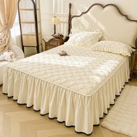 2025 Thickened Quilted Skirt Style Cover Single Piece Floor Length Hem Non Slip 1.5m 1.8m Bed Fitted Sheet
