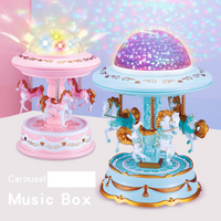 Colorful Carousel Music Box Large Colorful Light Projection Music Box Girl Birthday Gift Music Box