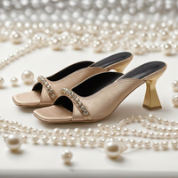 Women's Vintage Heels – European Style Open-Toe Sandals With Crystals (Elegant Block Heel Slippers)