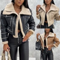 Clothing Coat Lamb Wool Short Coat Zipper Motorcycle Style Jacket Top