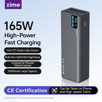 zime 165W 20000mAh Power Bank Support PD3.0 PPS Fast Charging Macbook Tablet IPhone 17 16 Two way Fast Charging