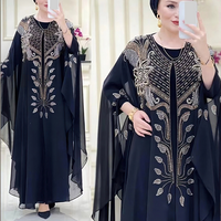 Clothing Dress Chiffon Heavy Hot Diamond Robe Middle Eastern Muslim Short Sleeved Clothing 8623