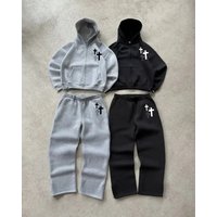Embroidery Cross Print Zipper Sweatpants Casual Trousers High Street Hip Hop Rap Street US Sweatpants Wholesale