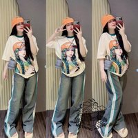 Casual Sports Suit High End Temperament Street Style Net Celebrity Reducing Age Short Sleeved T Shirt Two Piece Set Summer Arrival