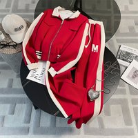 Clothing High End Casual Sports Suits Spring Style Trendy Fashion Brand Jacket Wide Leg Pants Two Piece Suit