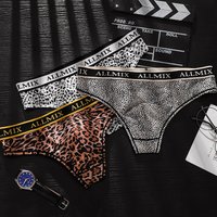 1pcs Men’s sexy and interesting letters wide-waisted leopard print sports and fitness low-waist thong briefs briefs