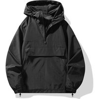 2025 European Version Fashion Hooded Assault Suit Outdoor Windbreaker Outerwear Youth Men's Half Zipper Long Sleeve Loose Hooded Jacket