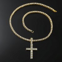 Diamond cross pendant necklace Trendy hiphop tennis chain necklace personalized jewelry