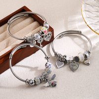 Titanium Steel Fashion Simple Personality Women’s DIY Sweet Water Diamond Little Bee Love Bracelet Jewelry Gifts