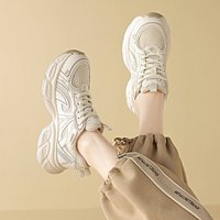 cameido 2025 Spring New Women's Fashion Color-blocked Dad Shoes. These Are Round-toed Platform Casual Sports Shoes
