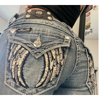 Retro Embroidery Jeans Loose Straight Leg Casual Pants Diamond Details 