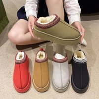 Women's Shoes Snow Boots Winter Cashmere Warm Thick Bottom Heelless Baotuo Hair Half Slipper Cotton Shoes