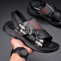 First Layer Cowhide Beach Shoes Soft Sole Latex Cushion Men's Summer New Two-Way Slippers Outdoor Sandals