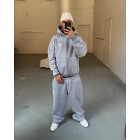 Embroidered Printed Hoodie & Sweatshirt Set Street Fashion Trend Long Sleeve Pockets Regular Fit Micro Elastic