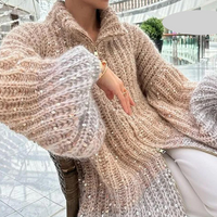 Women's Clothing autumn and winter new fashion high end temperament comfortable sequins V neck sweater