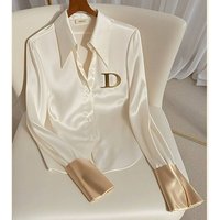 Women's Clothing Early autumn fashionable high end tops Mogo Fish Yuanchuang niche unique unique cool white acetate satin shirt