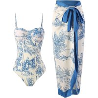 one piece swimsuit tight fitting slim retro strappy sunscreen long skirt two piece hard pack swimsuit