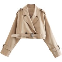 Short Cut Windbreaker Belt Coat Jacket Spring