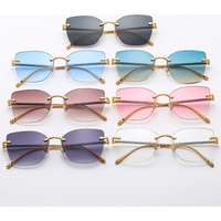 Women’s Metal Diamond-trimmed Sunglasses Cover Trend Ladies Hollow Double Beam Sunglasses