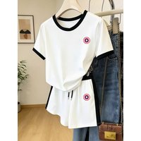  Block Print Shorts Set Summer Casual Two Piece Outfit 13