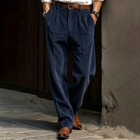 Men's Casual Solid Color Corduroy Trousers Versatile Business Style Suitable for All Seasons Independent Websites