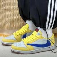 Nike.s Air Jordan 1 Low Medium Olive OG Canary TravisXscott Sports Retro Basketball ShoeS Athletic Sneakers Trainers Toe Shadow
