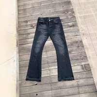 Clothing Washed Ink Splashed Flared Jeans Trendy Retro Trousers