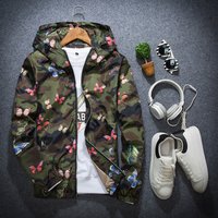 spring autumn coats couples hooded jackets thin camouflage flower butterfly jackets