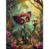 PhotoCustom 5d Round Diamond Embroidery Halloween Skeleton Monster Art Painting Mosaic Handmade Gift