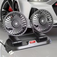 Dual Head USB Car Fan Parking Numbers 5V 2 Speed Adjustable Cooling Fan Vehicles 360° Rotatable & Multifunctional
