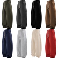 Men's Heavyweight Fleece-Lined Jogger Pants - Oversized Streetwear Sweatpants With Curved Hem, No Logo Minimalist Design For Winter (8 Colors)
