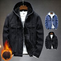 Clothing thickened warm jacket winter sherpa hooded plus fleece denim jacket