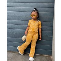 Mother & Kids New Style Children's Outfit Inspired By Instagram Trend - Girls' Set In Velvet Short-sleeved Design