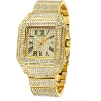 Men's Stylish Square Diamond Quartz Watch With Date Function - Elegant Business Casual Wristwatch For Men Square Diamond Calendar Watch Clock