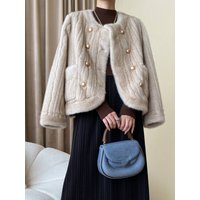 Clothing marble texture design mink plush eco friendly fur coat