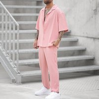 Casual Loose Hollow Short sleeved Shirt Shorts Fashionable Suit Two piece Set