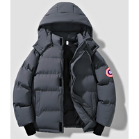 Men Women Couple Puffer Jacket Winter Warm Windproof Outerwear With Detachable US Map Arm Badge, Streetwear Winter Coat