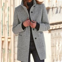 Women's Vintage Button-up Woolen Coat