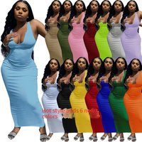 Clothing Spring Summer Camisole Deep V Neck Slim Sexy Dress Female Long Skirt