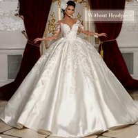 Elegant Long Sleeve Wedding Dress Cathedral Train – Luxurious Line Bridal Gown Slimming & Flattering Fit Bride