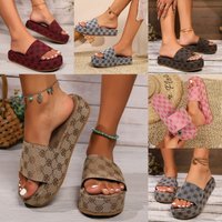 SHLIANG Slippers Summer Fashion Platform Sandals Thick Sole Solid Slippers Party Party Beach Sandals Slides V0032