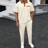 Clothing Waffle Lapel Matching Short Sleeved Trousers Two Piece Casual Suit