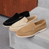 Euro Step Loafers Spring Autumn Classic Simple Comfortable Genuine Leather Suede Slip On Casual Shoes