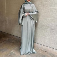 European and American foreign trade cross-border autumn new Middle Eastern Muslim satin robe high waist slim fit comfortable and fashionable two-piece suit